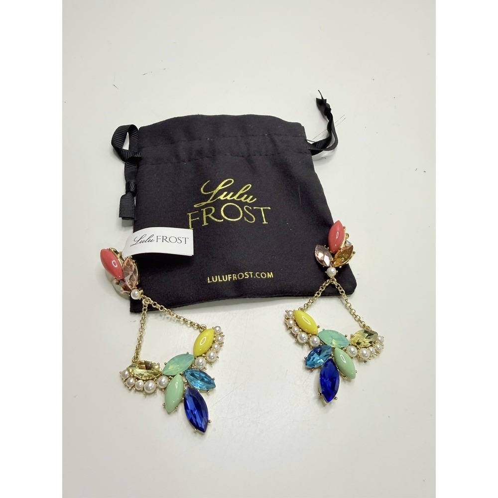 Lulu Frost Crystalline Chandelier Earrings Style E491 Multicolor Crystals‎